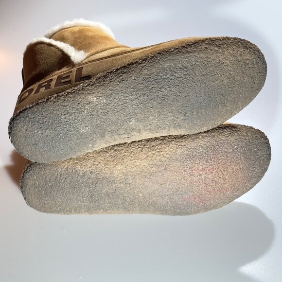 SOREL Women's Suede Ankle Booties Faux Shearling Lining Size 8.5 US EU 39.5 - Picture 5 of 11